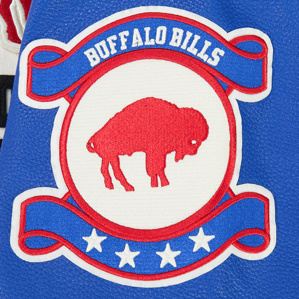 NFL BUFFALO BILLS MODERN ORIGINALS MEN'S RIB WOOL VARSITY JACKET (EGGSHELL/ROYAL BLUE) - Image 11