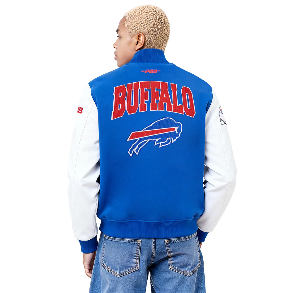 NFL BUFFALO BILLS CITY ARCH MEN'S WOOL VARSITY JACKET (ROYAL BLUE/WHITE) - Image 2