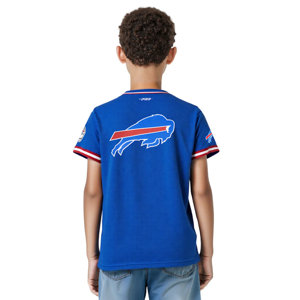 NFL BUFFALO BILLS CLASSIC BIG BOYS MESH BUTTON DOWN SHIRT (ROYAL BLUE/RED) - Image 11