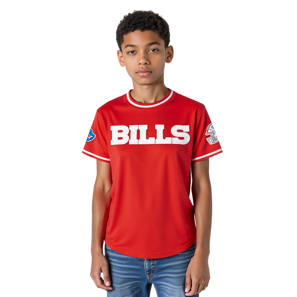 NFL BUFFALO BILLS CLASSIC BIG BOYS SHORT SLEEVE STRIPED RIB TEE (RED)