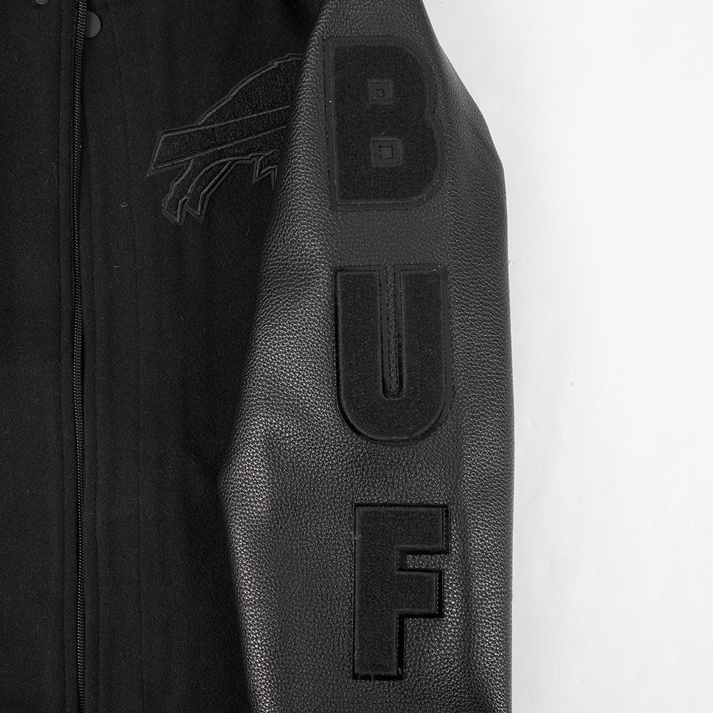 NFL BUFFALO BILLS TRIPLE BLACK BIG BOYS WOOL VARSITY JACKET (JET BLACK) - Image 10