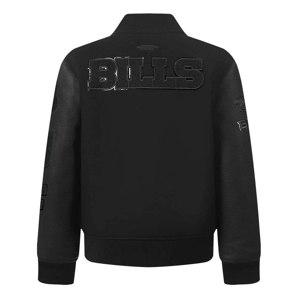 NFL BUFFALO BILLS TRIPLE BLACK BIG BOYS WOOL VARSITY JACKET (JET BLACK) - Image 5