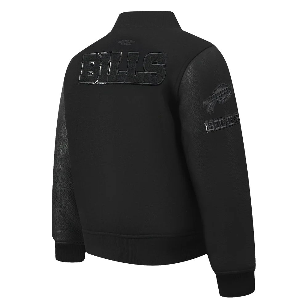 NFL BUFFALO BILLS TRIPLE BLACK BIG BOYS WOOL VARSITY JACKET (JET BLACK) - Image 6
