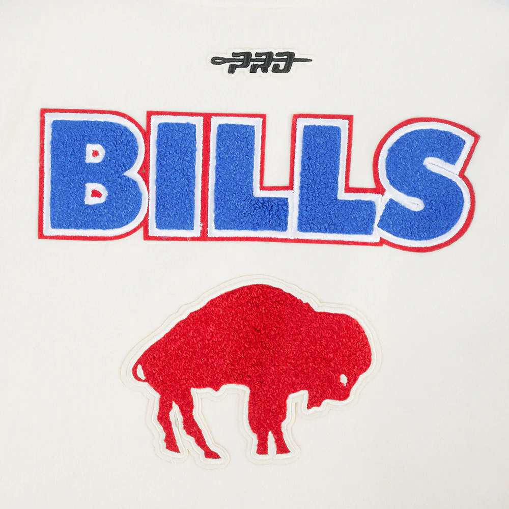 NFL BUFFALO BILLS RETRO CLASSICS BIG BOY'S RIB WOOL VARSITY JACKET (EGGSHELL/ROYAL BLUE) - Image 3