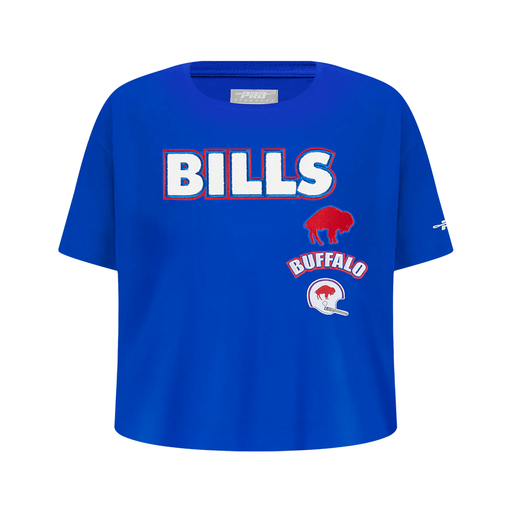 NFL BUFFALO BILLS RETRO CLASSIC BIG GIRLS SHORT SLEEVE BOXY TEE (ROYAL BLUE)