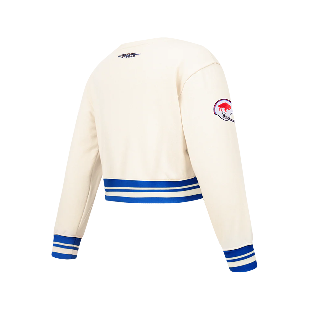 NFL BUFFALO BILLS RETRO CLASSIC BIG GIRLS RIB FLEECE CREWNECK (EGGSHELL/ROYAL BLUE) - Image 4