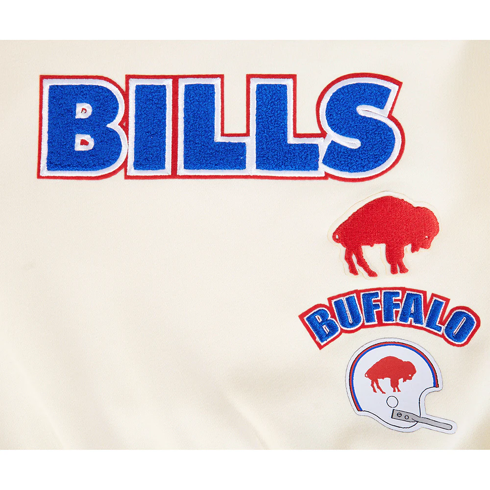 NFL BUFFALO BILLS RETRO CLASSIC BIG GIRLS RIB FLEECE CREWNECK (EGGSHELL/ROYAL BLUE) - Image 5
