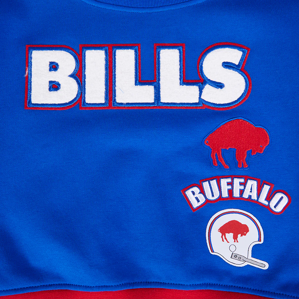 NFL BUFFALO BILLS RETRO CLASSIC BIG GIRLS  RIB FLEECE CREWNECK (ROYAL BLUE/RED) - Image 6