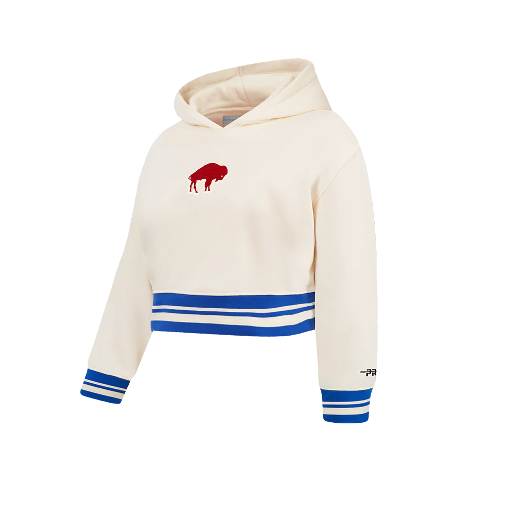 NFL BUFFALO BILLS RETRO CLASSIC BIG GIRL'S RIB FLC PO HOODIE (EGGSHELL/ROYAL BLUE) - Image 3