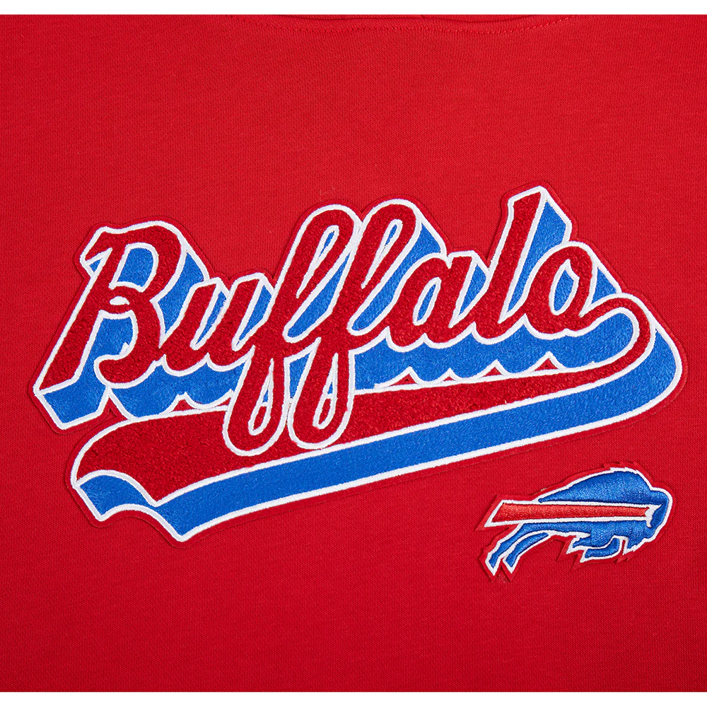 NFL BUFFALO BILLS SCRIPT TAIL WOMEN'S RIB FLC CROPPED PO HOODIE (RED) - Image 9