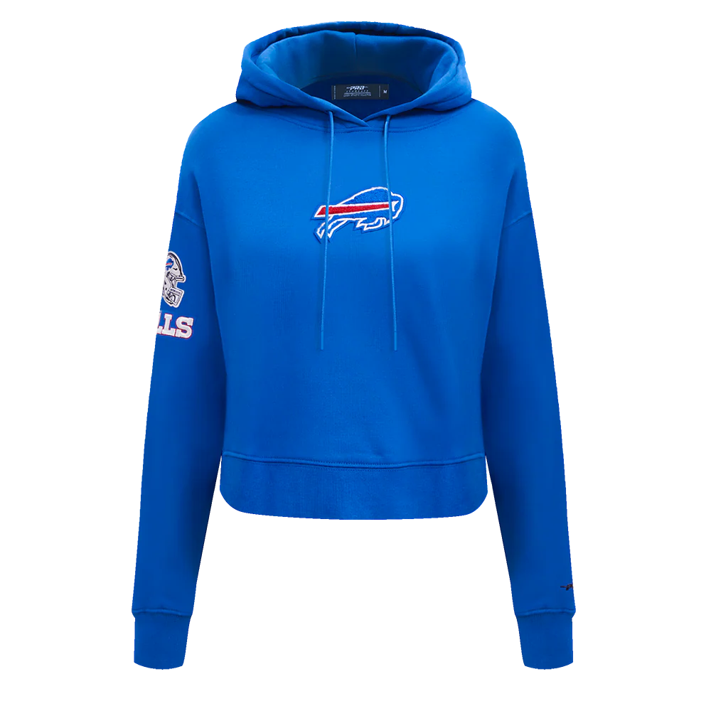 NFL BUFFALO BILLS CLASSIC WOMEN'S FLEECE CROPPED PULLOVER HOODIE (ROYAL BLUE)