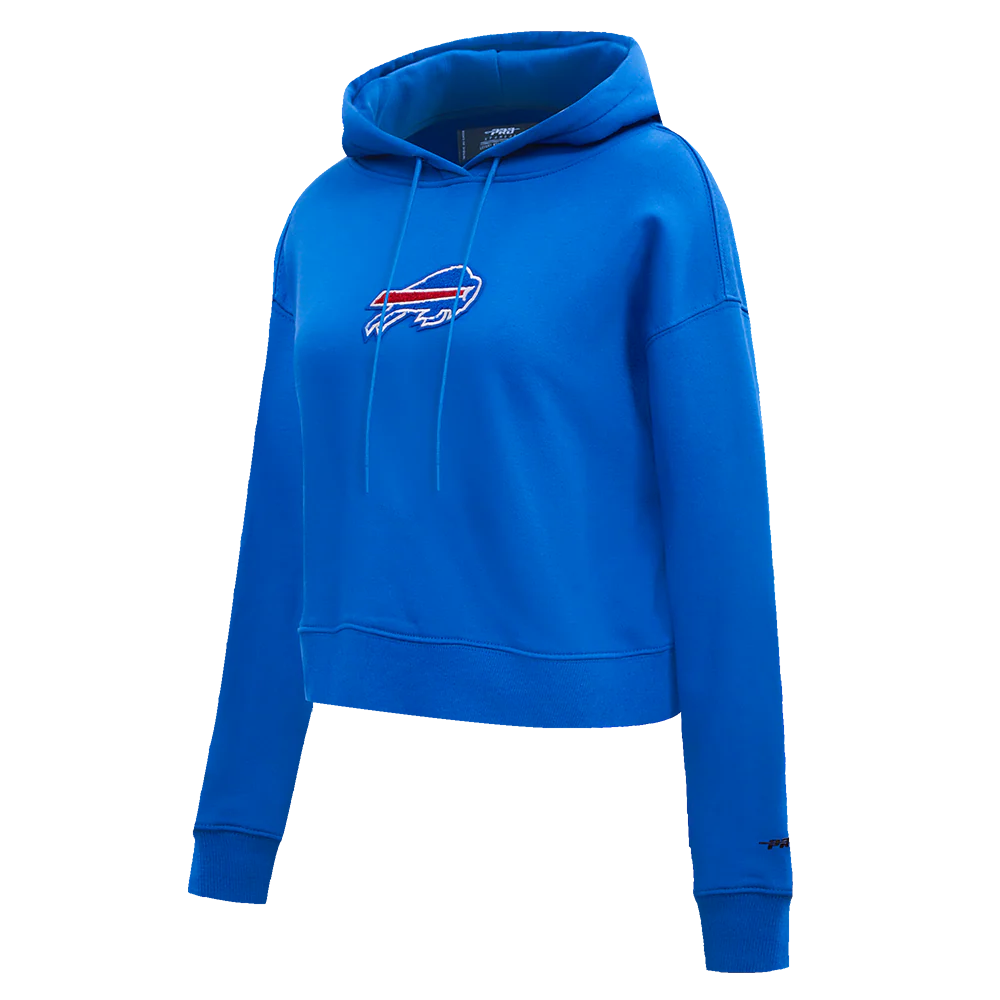 NFL BUFFALO BILLS CLASSIC WOMEN'S FLEECE CROPPED PULLOVER HOODIE (ROYAL BLUE) - Image 2