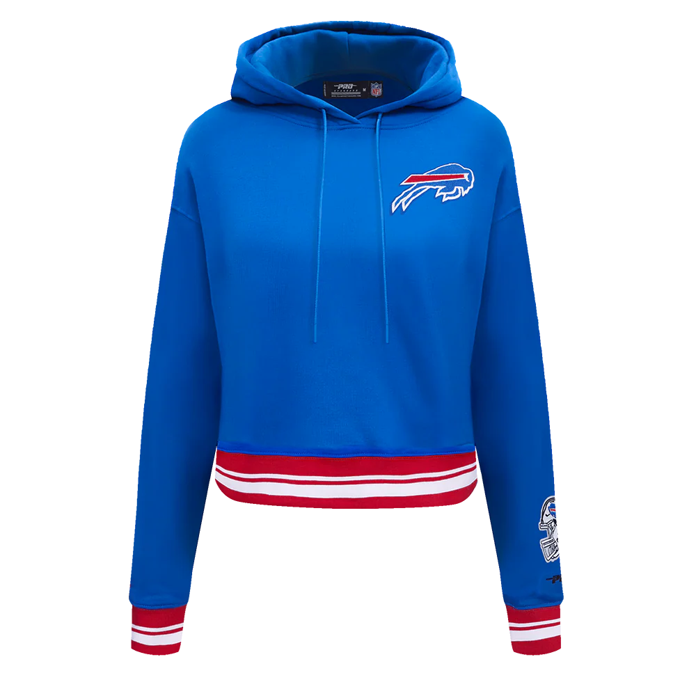 NFL BUFFALO BILLS MASHUP WOMEN'S RIB CROPPED PO HOODIE (ROYAL BLUE/RED)