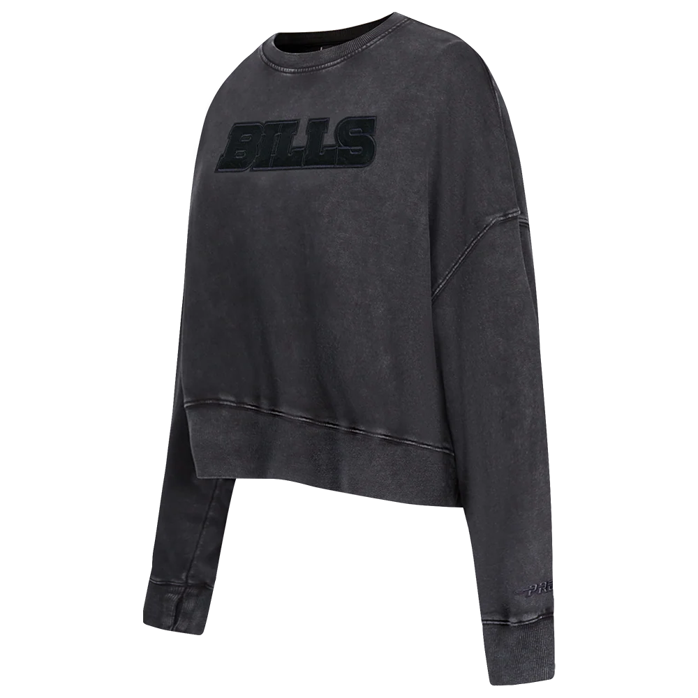 NFL BUFFALO BILLS WASHED CLASSIC WOMEN'S ENZYME WASH FT CREWNECK (WASHED BLACK) - Image 6