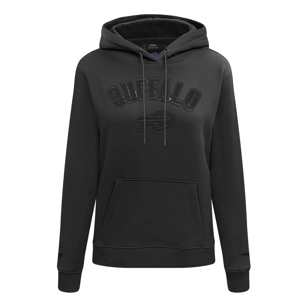 NFL BUFFALO BILLS TRIPLE BLACK WOMEN'S FLEECE PULLOVER HOODIE (TRIPLE BLACK WOMEN'S)