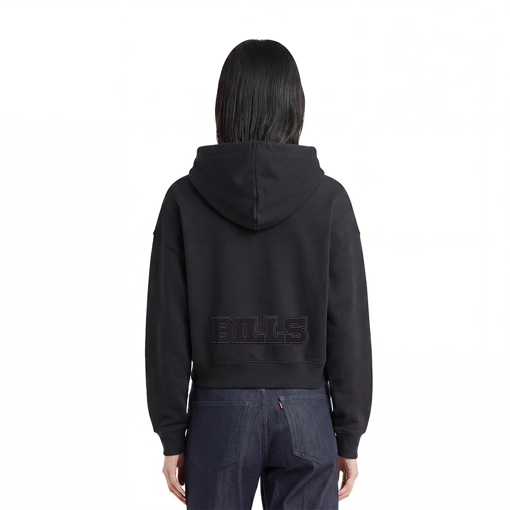 NFL BUFFALO BILLS NEUTRAL CROPPED WOMEN'S PULLOVER HOODIE (BLACK) - Image 2