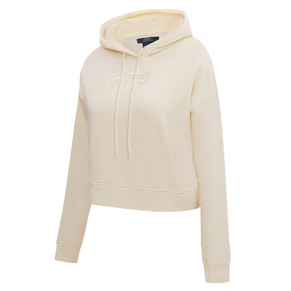 NFL BUFFALO BILLS NEUTRAL CROPPED WOMEN'S PULLOVER HOODIE (EGGSHELL) - Image 2