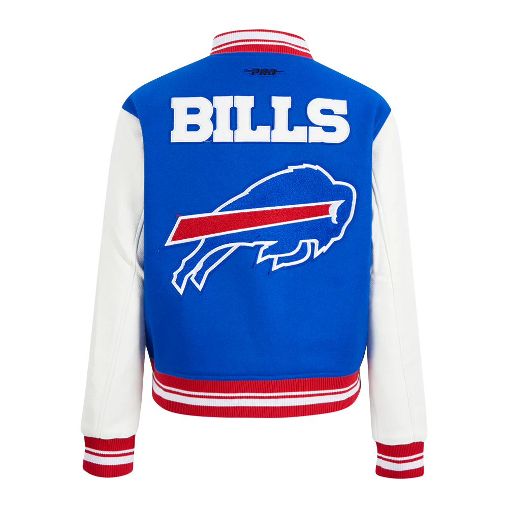 NFL BUFFALO BILLS MASHUP WOMEN'S RIB WOOL VARSITY JACKET (ROYAL BLUE/RED) - Image 3