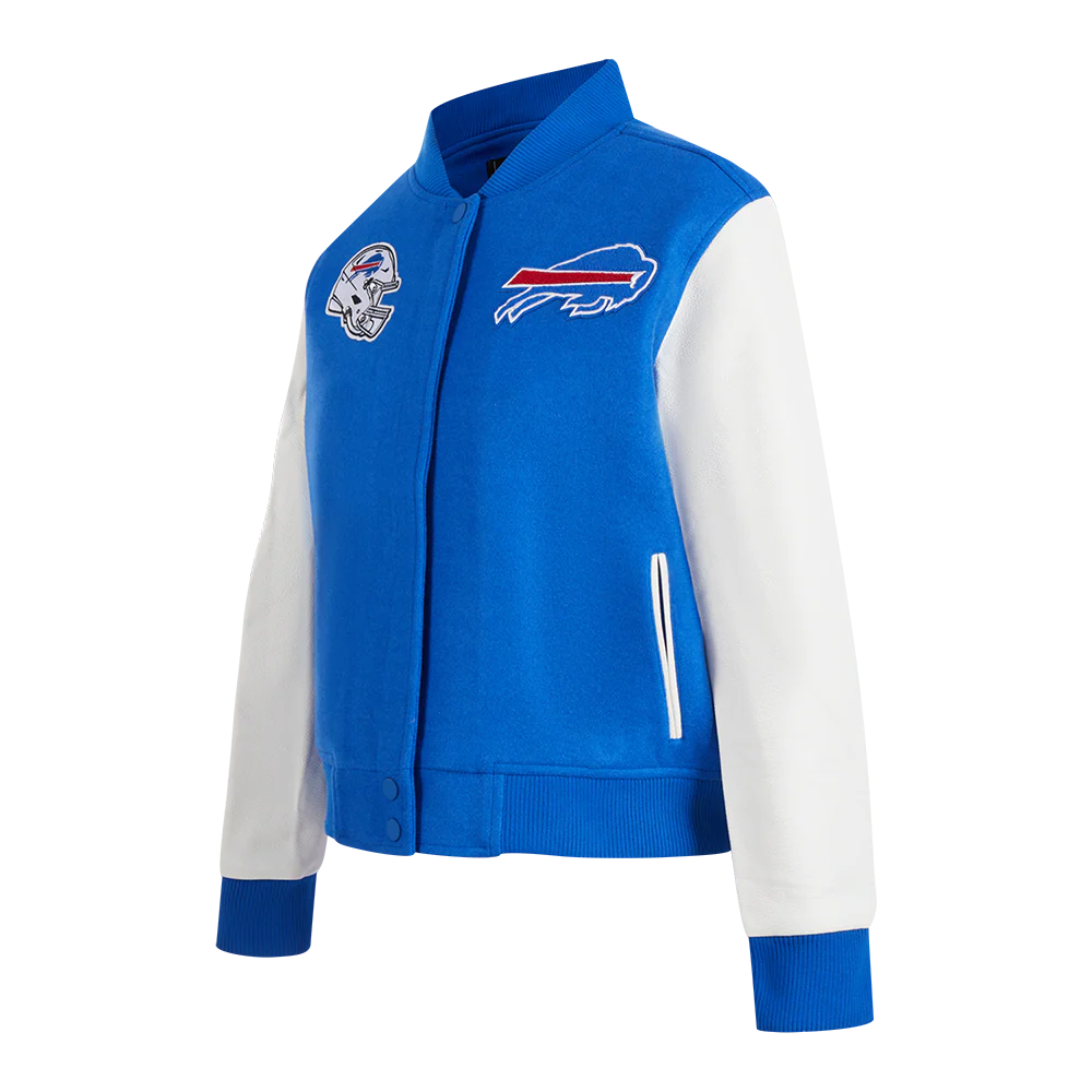NFL BUFFALO BILLS CLASSIC WOMEN'S WOOL VARSITY JACKET (ROYAL BLUE/WHITE) - Image 2