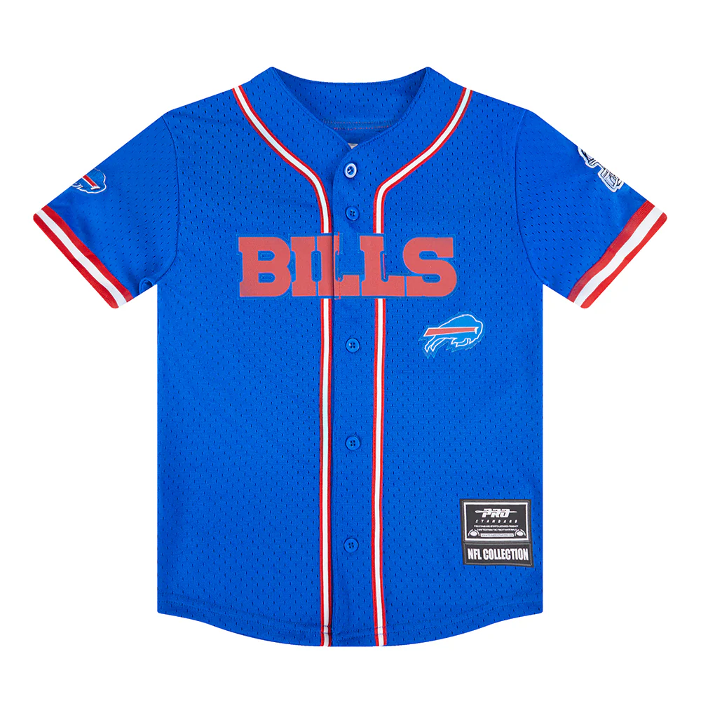 NFL BUFFALO BILLS CLASSIC LITTLE BOYS MESH BUTTON DOWN SHIRT (ROYAL BLUE/RED) - Image 12
