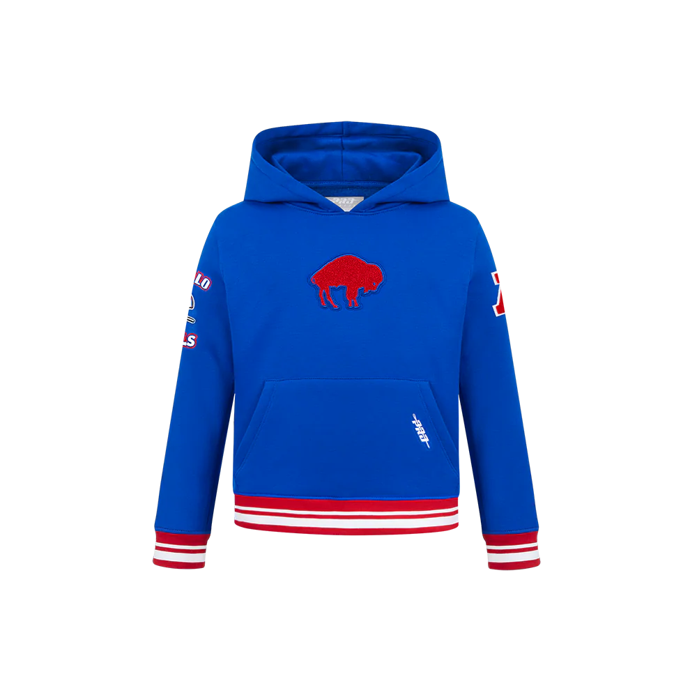 NFL BUFFALO BILLS RETRO CLASSIC LITTLE BOYS RIB FLEECE PULLOVER HOODIE (ROYAL BLUE/RED)
