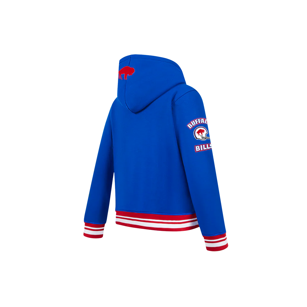 NFL BUFFALO BILLS RETRO CLASSIC LITTLE BOYS RIB FLEECE PULLOVER HOODIE (ROYAL BLUE/RED) - Image 4