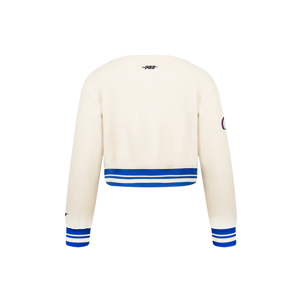 NFL BUFFALO BILLS RETRO CLASSIC LITTLE GIRLS RIB FLEECE CREWNECK (EGGSHELL/ROYAL BLUE) - Image 3