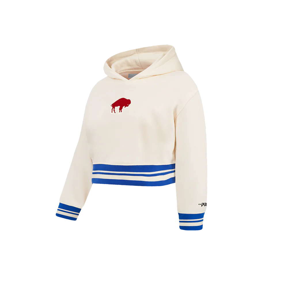NFL BUFFALO BILLS RETRO CLASSIC LITTLE GIRL'S RIB FLC PO HOODIE (EGGSHELL/ROYAL BLUE) - Image 3