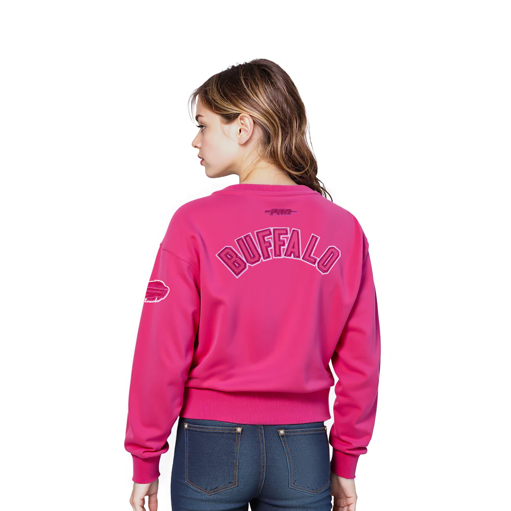 NFL BUFFALO BILLS TRIPLE PINK LITTLE GIRLS FLEECE CREWNECK (BEETROOT PURPLE) - Image 2