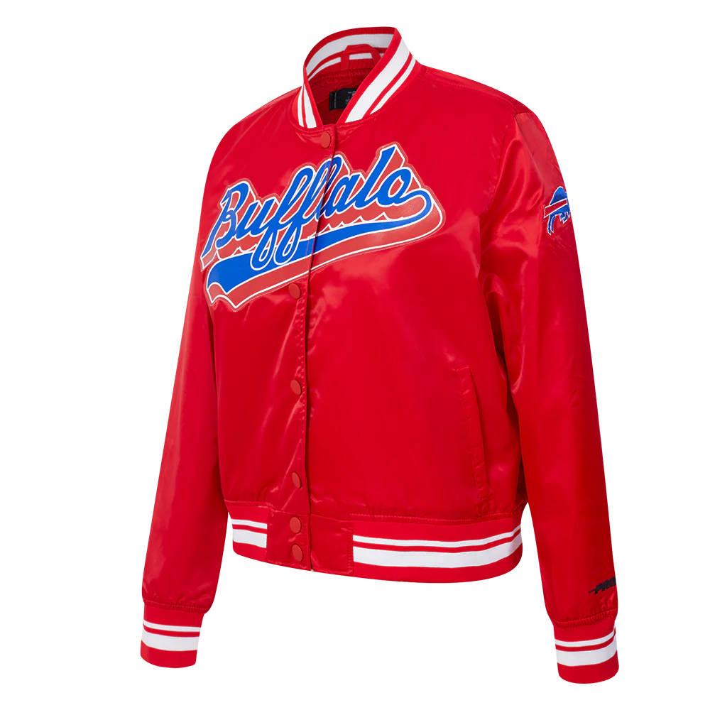 NFL BUFFALO BILLS SCRIPT TAIL WOMEN'S RIB SATIN JACKET (RED) - Image 2