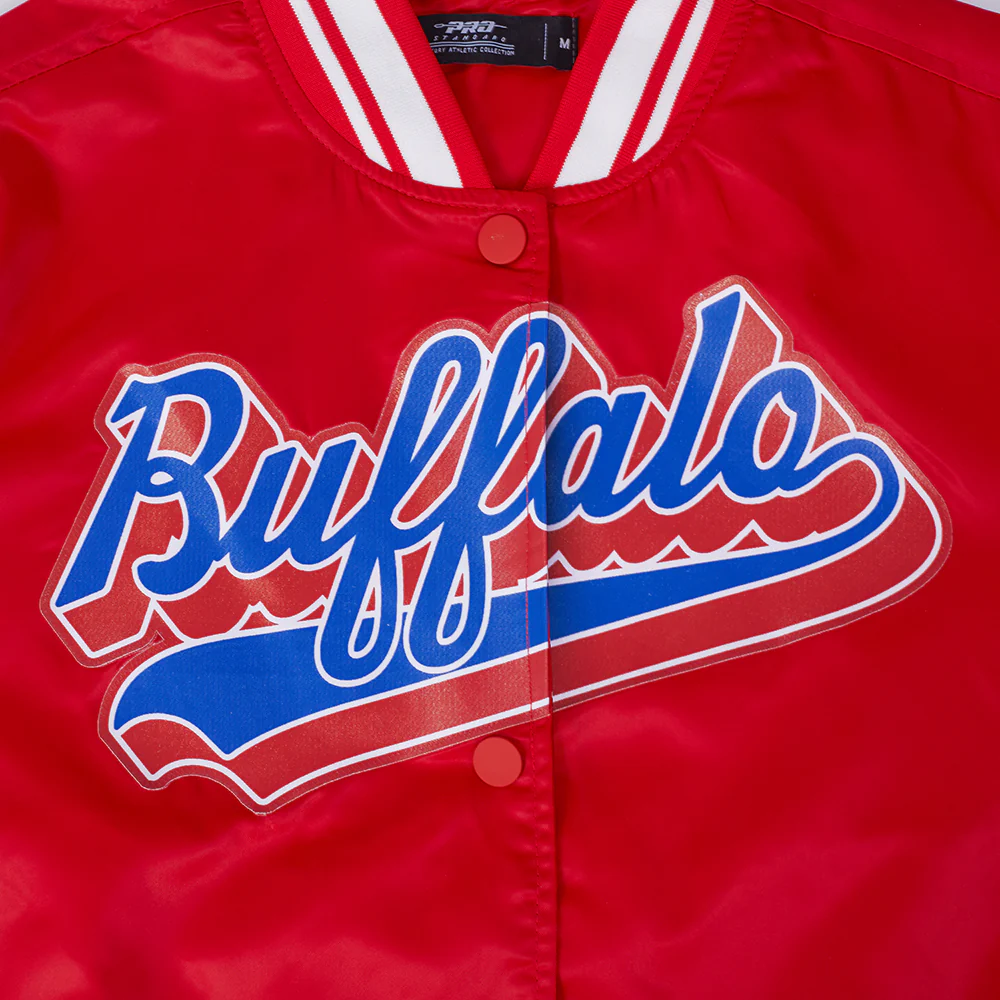 NFL BUFFALO BILLS SCRIPT TAIL WOMEN'S RIB SATIN JACKET (RED) - Image 5