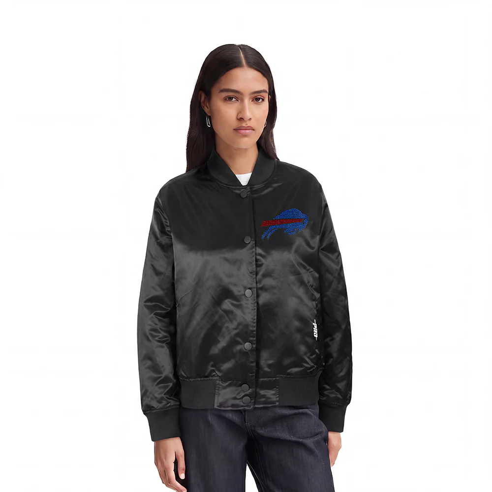 NFL BUFFALO BILLS JEWELS WOMEN'S SATIN JACKET (BLACK)