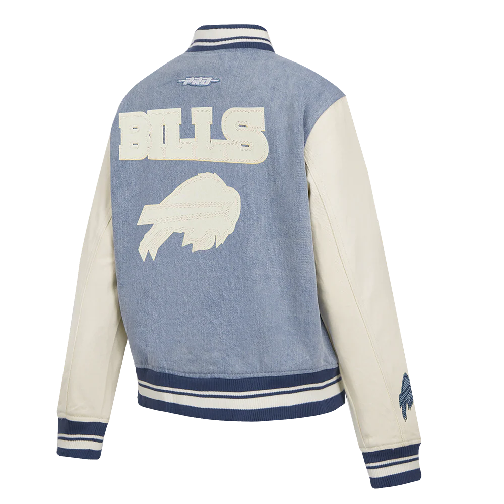 NFL BUFFALO BILLS VARSITY BLUES WOMEN'S DENIM VARSITY JACKET (DENIM/LINEN) - Image 4