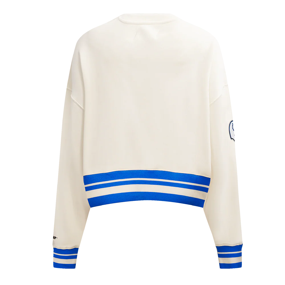 NFL BALTIMORE COLTS RETRO CLASSIC WOMEN'S RIB CREWNECK (EGGSHELL/ROYAL BLUE) - Image 3