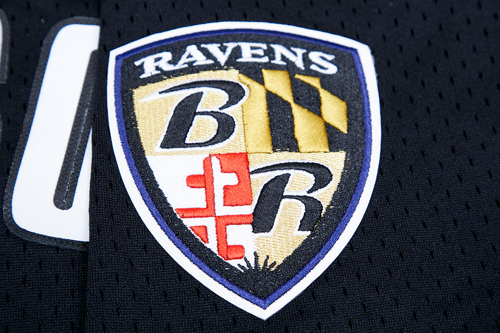 NFL BALTIMORE RAVENS LAMAR JACKSON #8 MEN'S MESH BUTTON DOWN SHIRT (BLACK) - Image 7