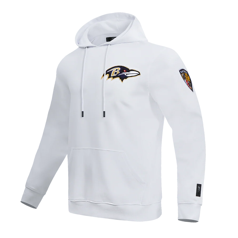 NFL BALTIMORE RAVENS CLASSIC CHENILLE DOUBLE KNIT PULLOVER HOODIE (WHITE) - Image 2