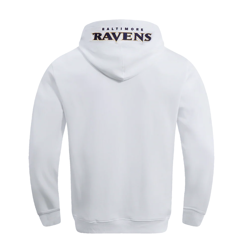 NFL BALTIMORE RAVENS CLASSIC CHENILLE DOUBLE KNIT PULLOVER HOODIE (WHITE) - Image 3
