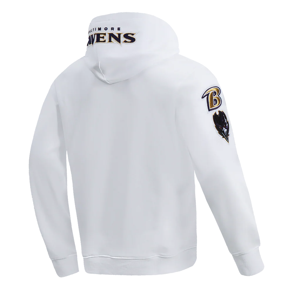NFL BALTIMORE RAVENS CLASSIC CHENILLE DOUBLE KNIT PULLOVER HOODIE (WHITE) - Image 4