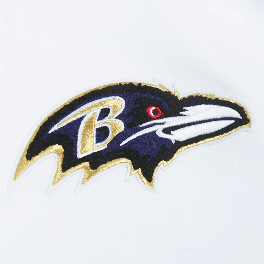 NFL BALTIMORE RAVENS CLASSIC CHENILLE DOUBLE KNIT PULLOVER HOODIE (WHITE) - Image 5
