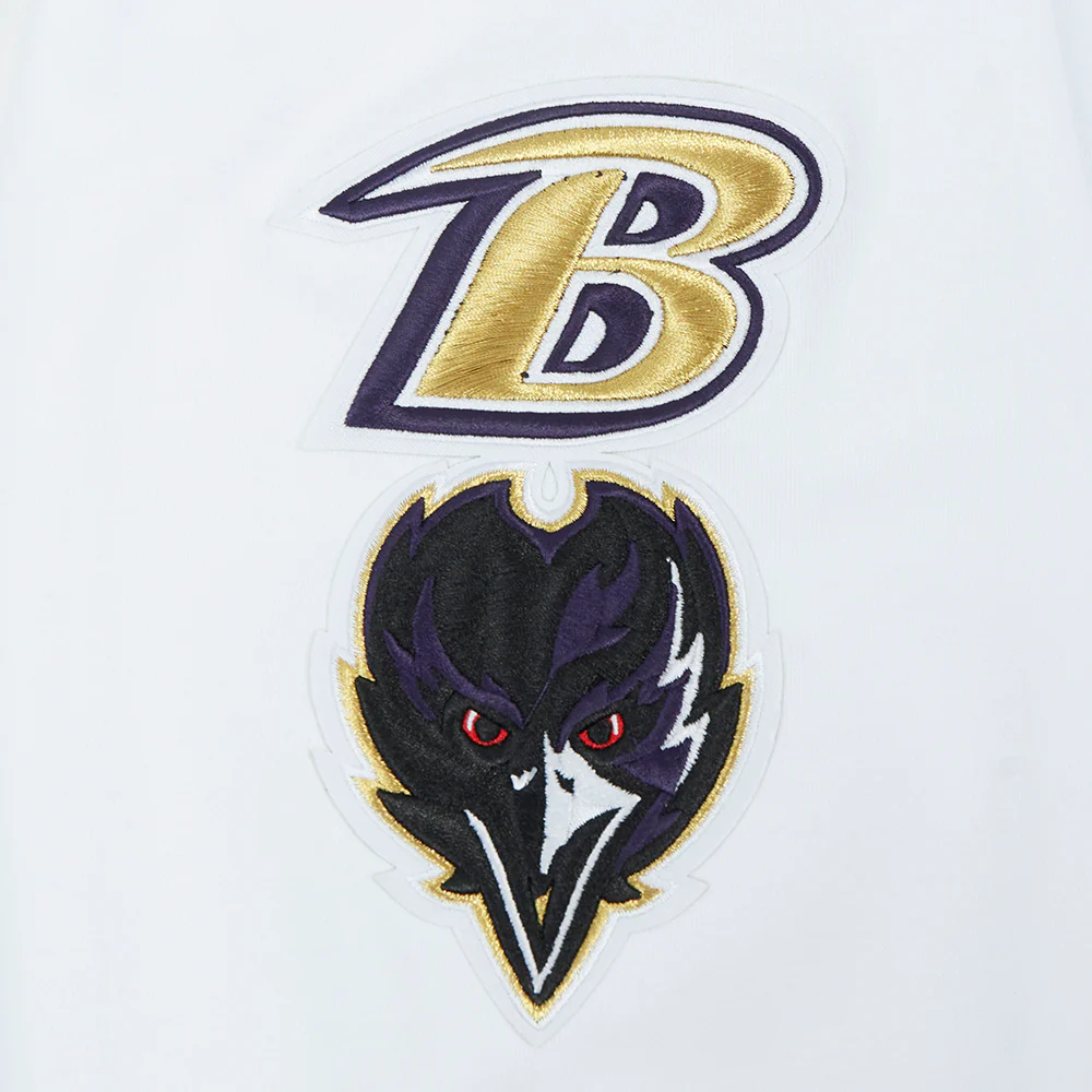 NFL BALTIMORE RAVENS CLASSIC CHENILLE DOUBLE KNIT PULLOVER HOODIE (WHITE) - Image 6