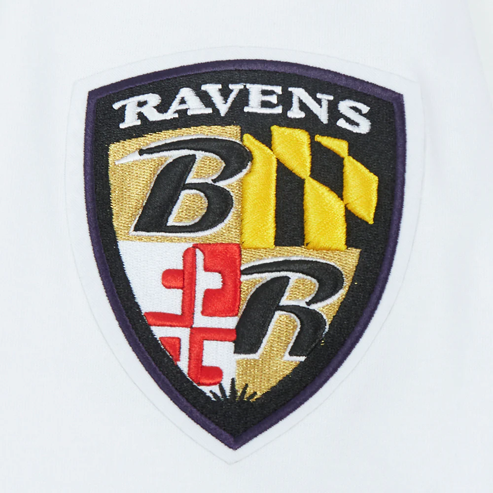 NFL BALTIMORE RAVENS CLASSIC CHENILLE DOUBLE KNIT PULLOVER HOODIE (WHITE) - Image 7