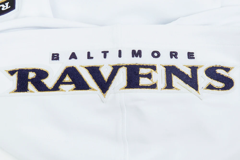 NFL BALTIMORE RAVENS CLASSIC CHENILLE DOUBLE KNIT PULLOVER HOODIE (WHITE) - Image 8
