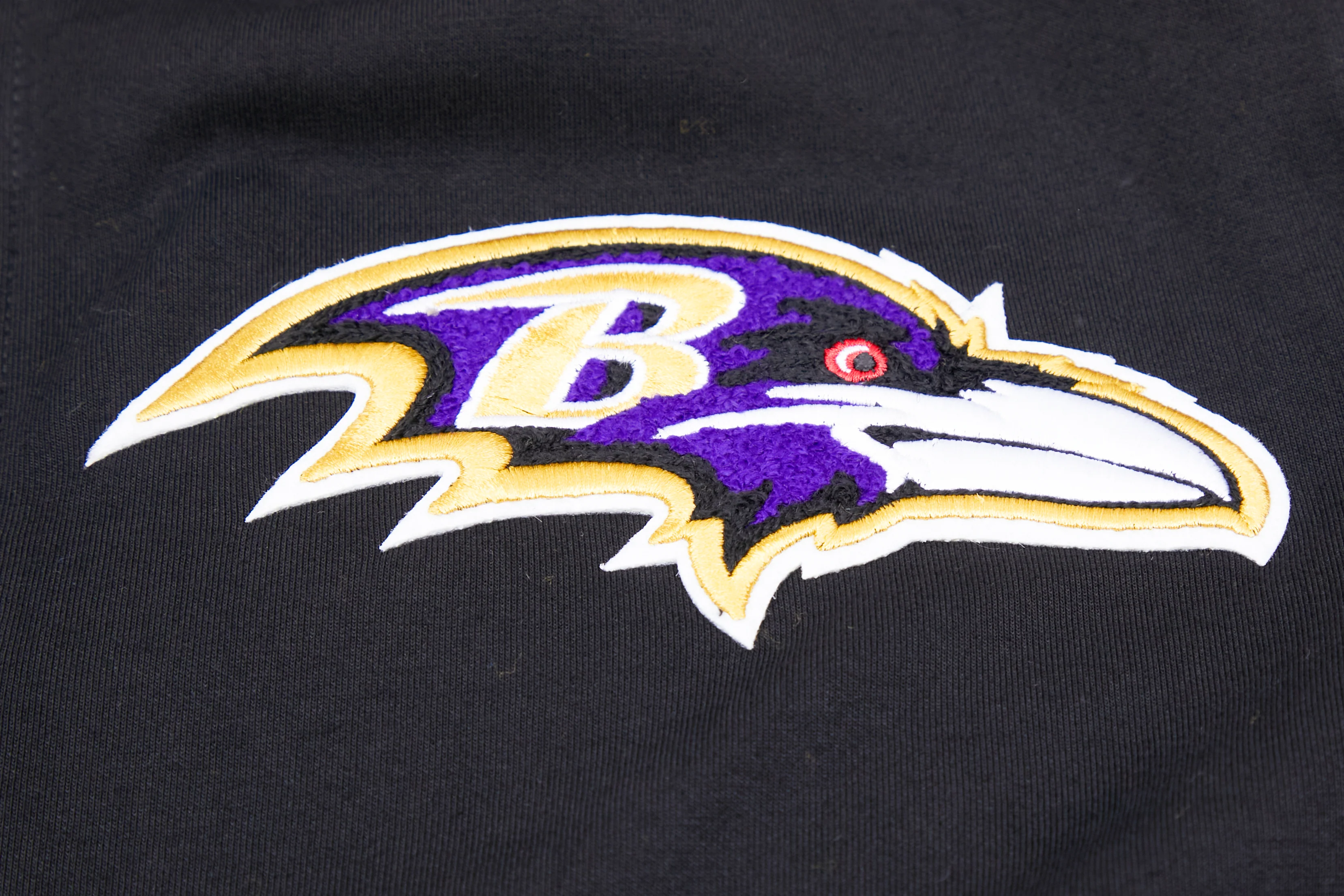 NFL BALTIMORE RAVENS CLASSIC CHENILLE MEN'S FULL ZIP HOODIE (BLACK) - Image 6