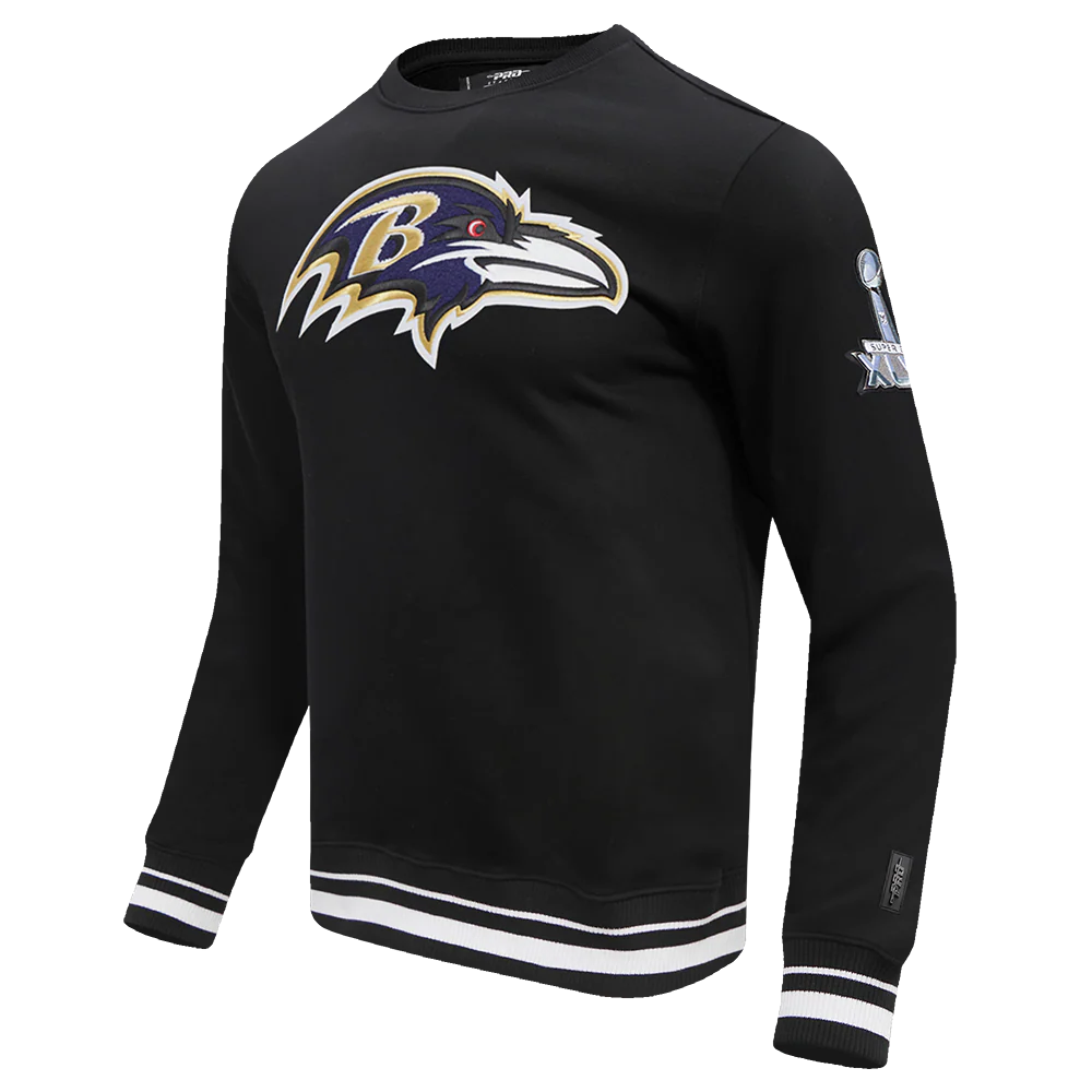 NFL BALTIMORE RAVENS MASHUP MEN'S RIB CREWNECK (BLACK) - Image 2