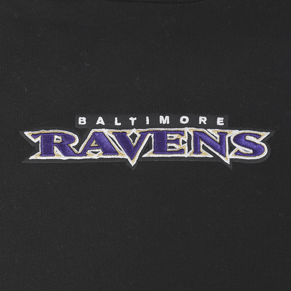NFL BALTIMORE RAVENS WINGSPAN MEN'S DROP SHOULDER FLC PO HOODIE (BLACK) - Image 10
