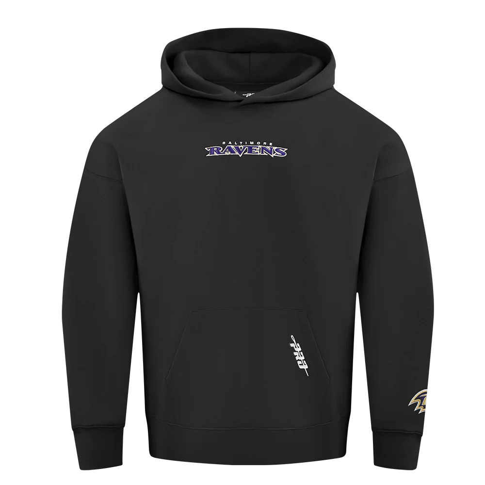NFL BALTIMORE RAVENS WINGSPAN MEN'S DROP SHOULDER FLC PO HOODIE (BLACK) - Image 3