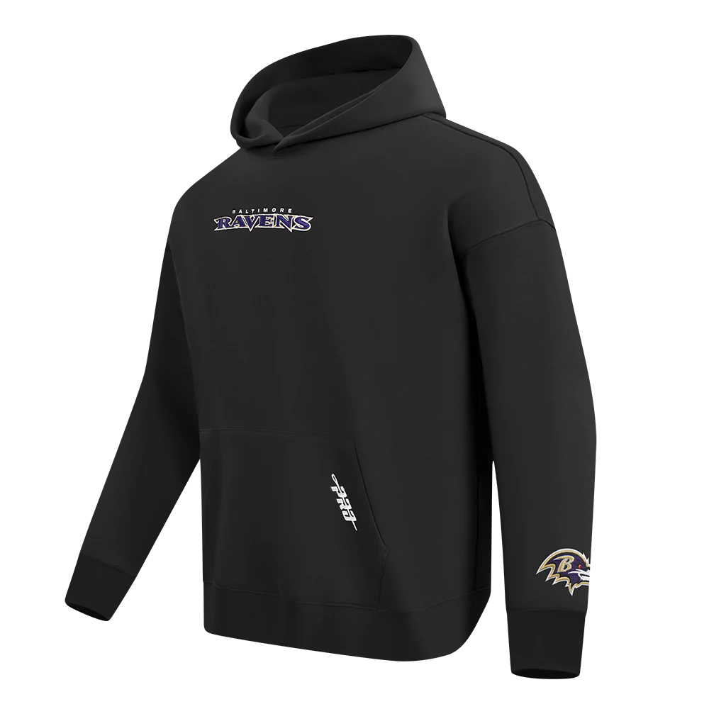 NFL BALTIMORE RAVENS WINGSPAN MEN'S DROP SHOULDER FLC PO HOODIE (BLACK) - Image 4