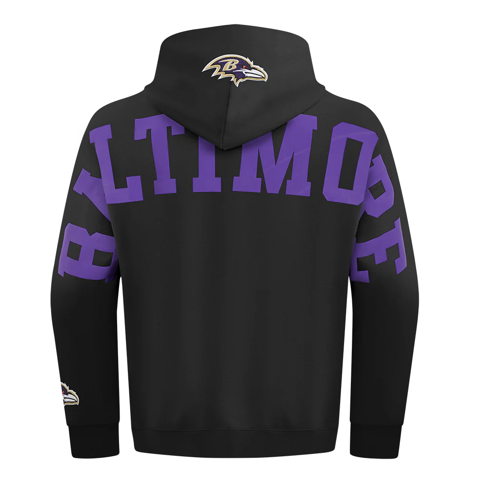 NFL BALTIMORE RAVENS WINGSPAN MEN'S DROP SHOULDER FLC PO HOODIE (BLACK) - Image 5