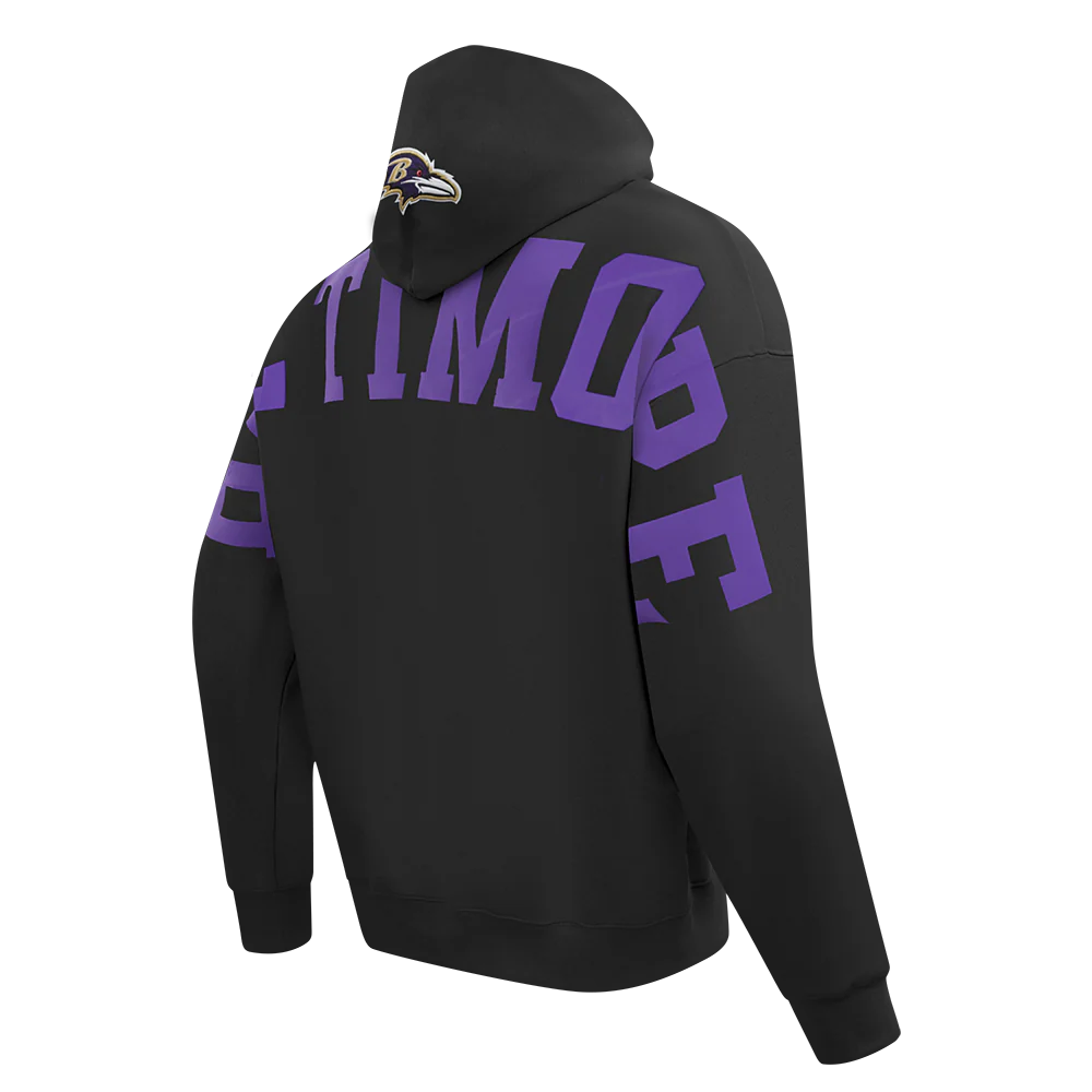 NFL BALTIMORE RAVENS WINGSPAN MEN'S DROP SHOULDER FLC PO HOODIE (BLACK) - Image 6