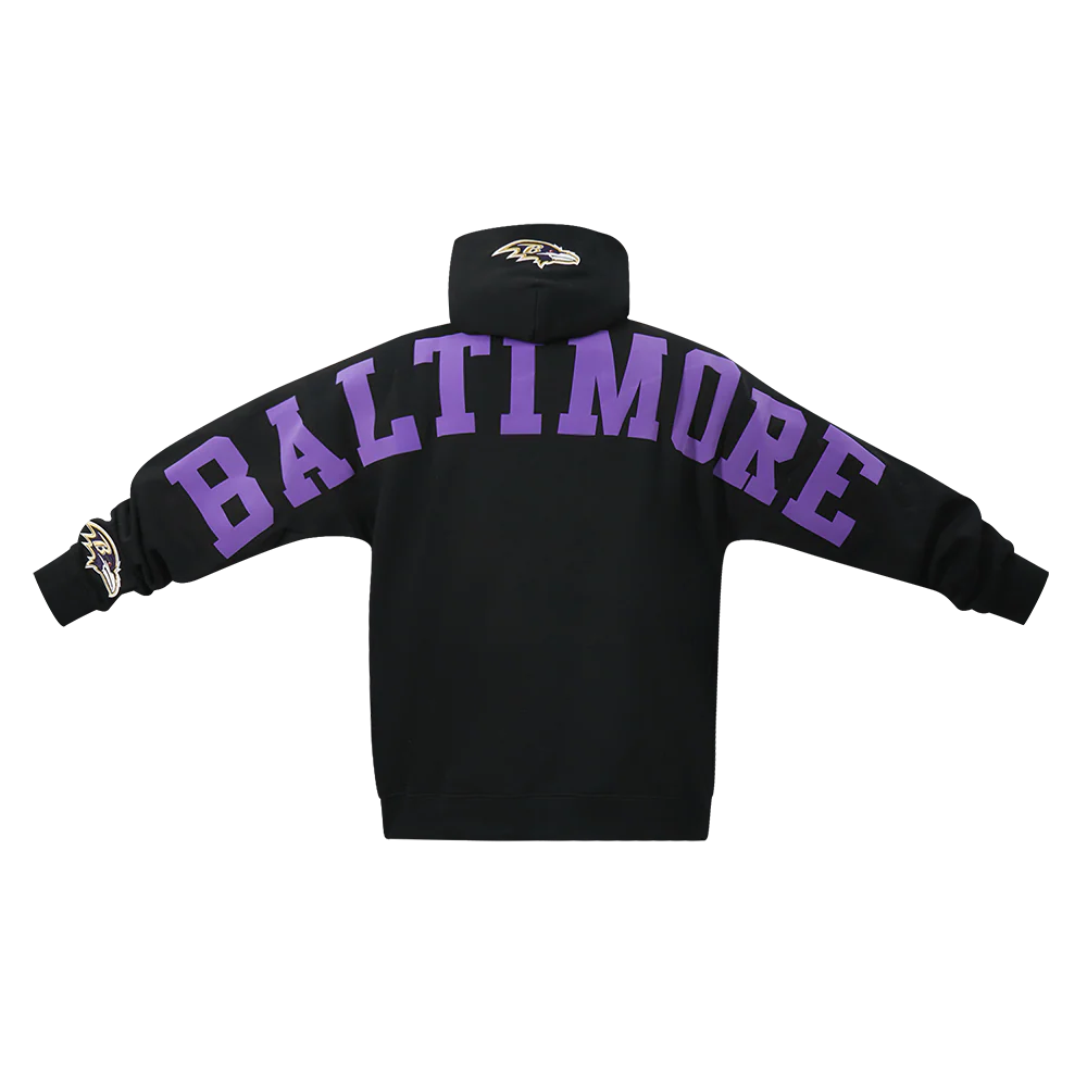 NFL BALTIMORE RAVENS WINGSPAN MEN'S DROP SHOULDER FLC PO HOODIE (BLACK) - Image 7